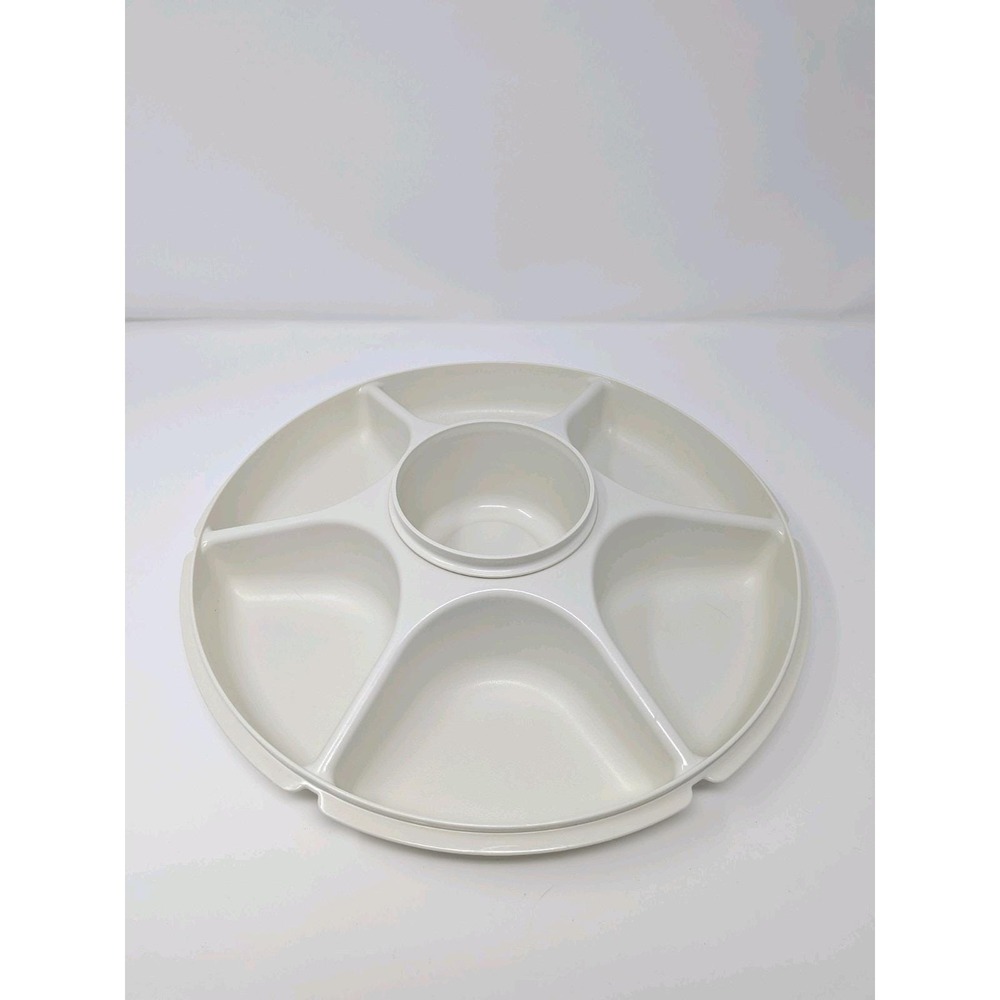 Vintage Tupperware Divided Veggie Tray and Dip Bowl With Cover